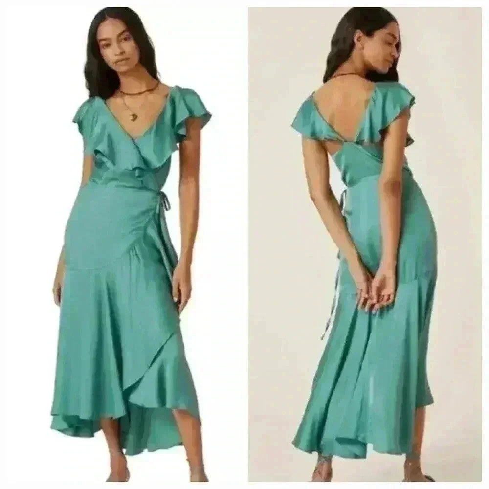 Anthropologie Teal Wrap Dress